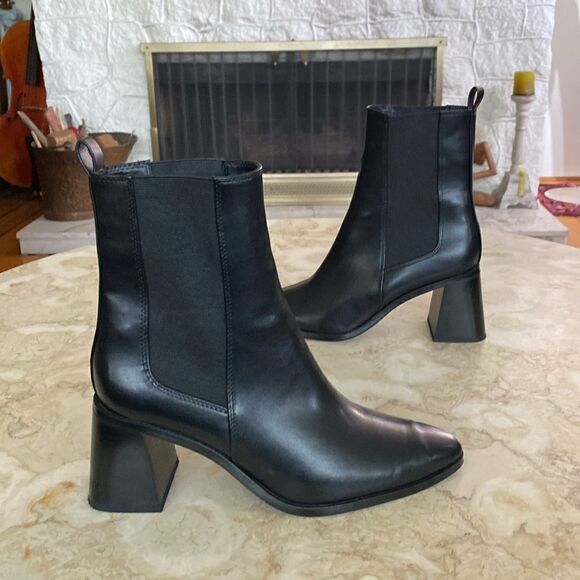 Zara Vegan Leather Ankle Boots Pointed Toe - Picture 5 of 13